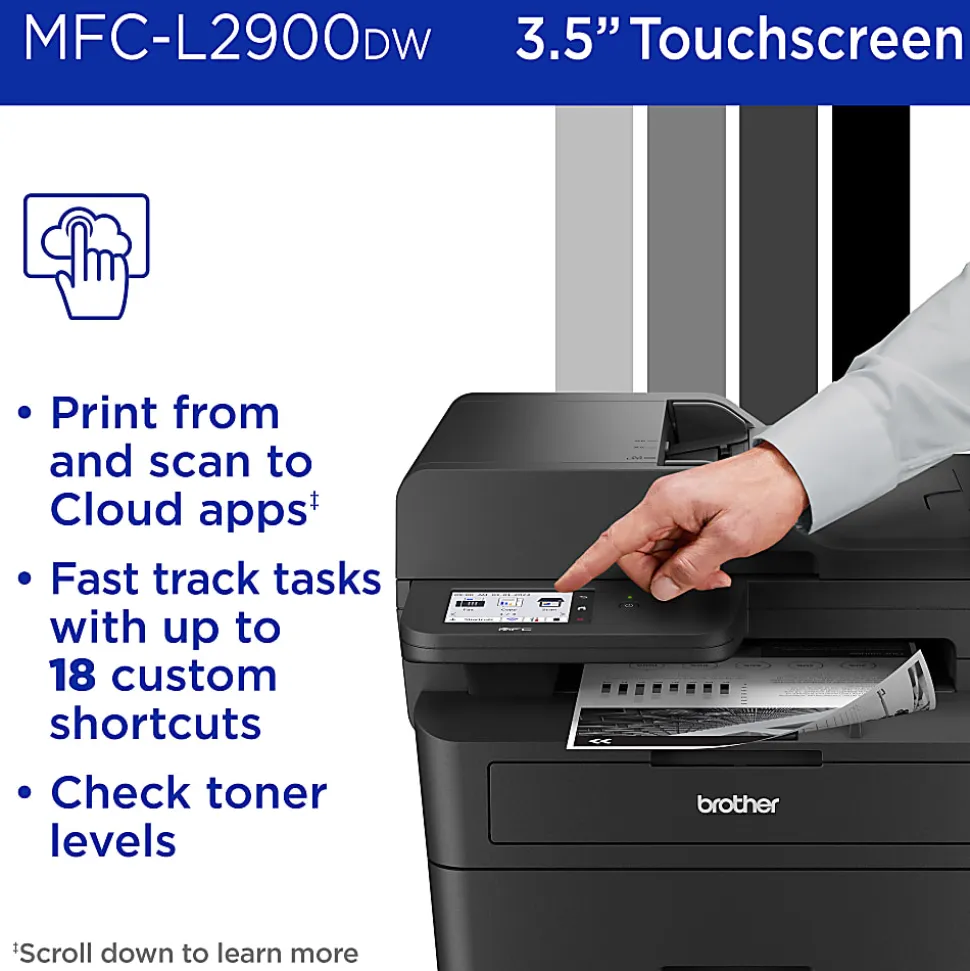 Brother MFC-L2900DW Wireless Compact Monochrome All-in-One Laser Printer with with Single-Pass Duplex Copy and Scan, Refresh EZ Print Eligibility