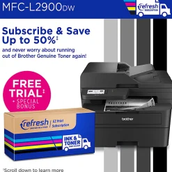 Brother MFC-L2900DW Wireless Compact Monochrome All-in-One Laser Printer with with Single-Pass Duplex Copy and Scan, Refresh EZ Print Eligibility