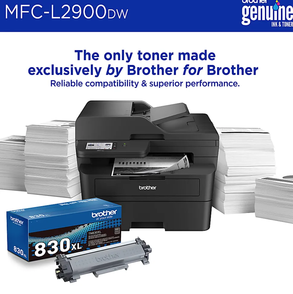 Brother MFC-L2900DW Wireless Compact Monochrome All-in-One Laser Printer with with Single-Pass Duplex Copy and Scan, Refresh EZ Print Eligibility