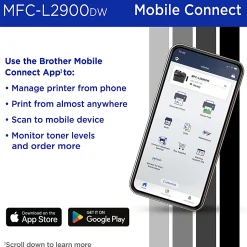 Brother MFC-L2900DW Wireless Compact Monochrome All-in-One Laser Printer with with Single-Pass Duplex Copy and Scan, Refresh EZ Print Eligibility