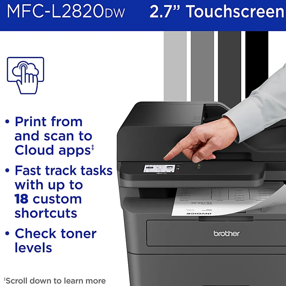 Brother MFC-L2820DW Wireless Compact Monochrome All-in-One Laser Printer, Copy, Scan and Fax, Refresh EZ Print Eligibility