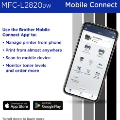 Brother MFC-L2820DW Wireless Compact Monochrome All-in-One Laser Printer, Copy, Scan and Fax, Refresh EZ Print Eligibility