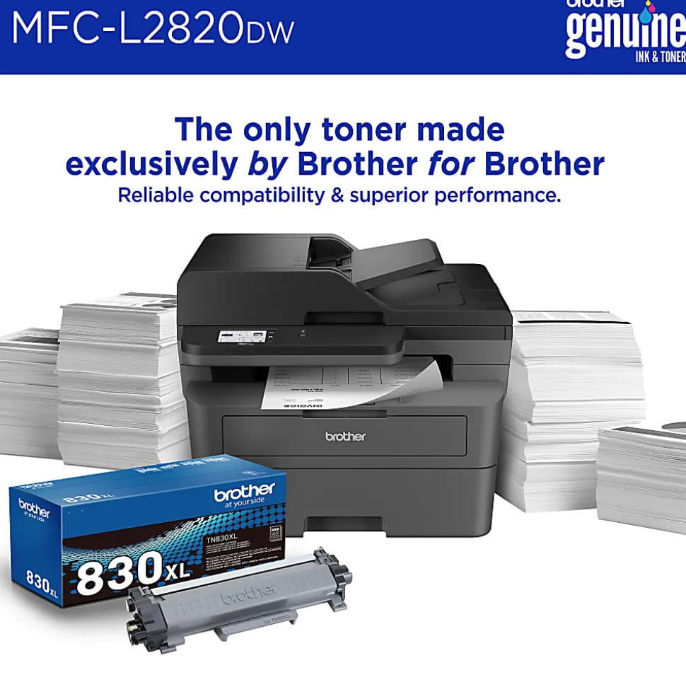 Brother MFC-L2820DW Wireless Compact Monochrome All-in-One Laser Printer, Copy, Scan and Fax, Refresh EZ Print Eligibility