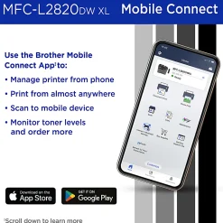 Brother MFC-L2820DW XL Wireless Compact Monochrome All-in-One Laser Printer with up to 4,200 pages of toner included