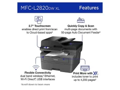 Brother MFC-L2820DW XL Wireless Compact Monochrome All-in-One Laser Printer with up to 4,200 pages of toner included
