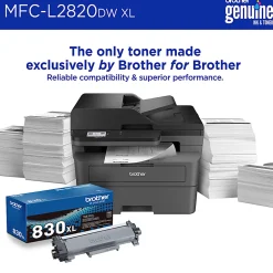 Brother MFC-L2820DW XL Wireless Compact Monochrome All-in-One Laser Printer with up to 4,200 pages of toner included