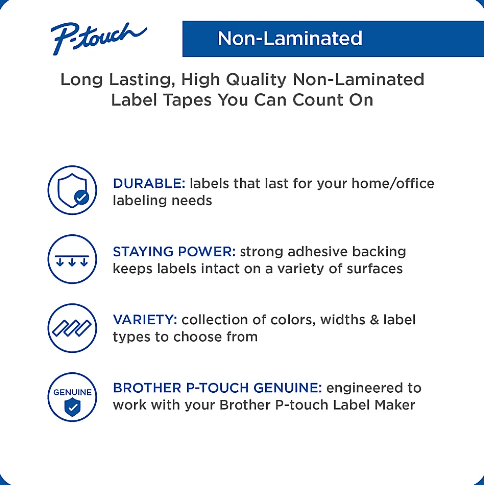 Brother MK-233 Blue-On-White Tape, 0.5" x 26.2'