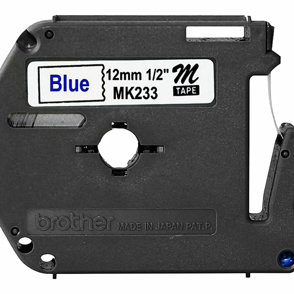 Brother MK-233 Blue-On-White Tape, 0.5" x 26.2'