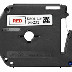Brother MK-232 Red-On-White Tape, 0.5