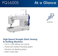Brother PQ1600S High-Speed Straight-Stitch Sewing & Quilting Machine, White