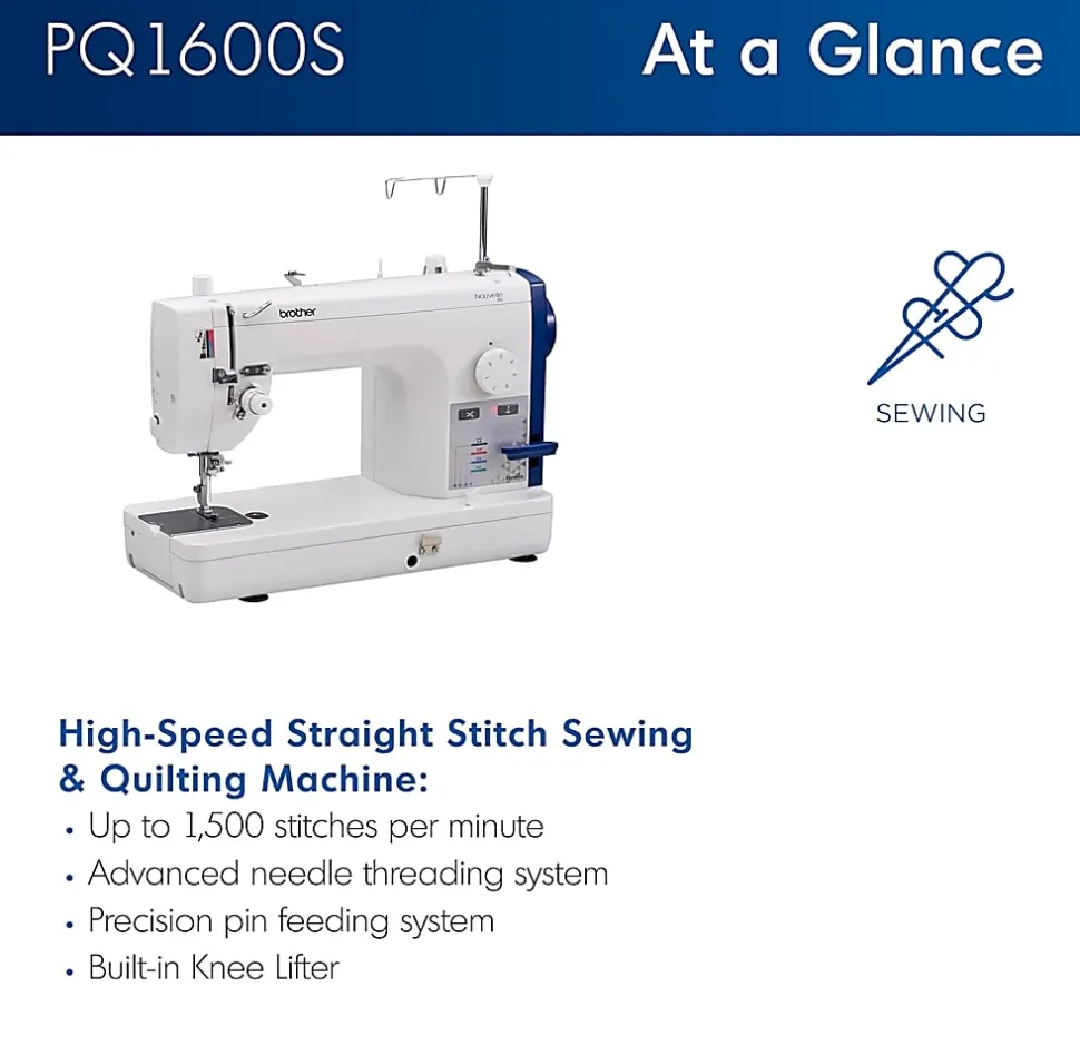 Brother PQ1600S High-Speed Straight-Stitch Sewing & Quilting Machine, White