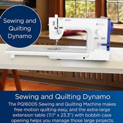 Brother PQ1600S High-Speed Straight-Stitch Sewing & Quilting Machine, White
