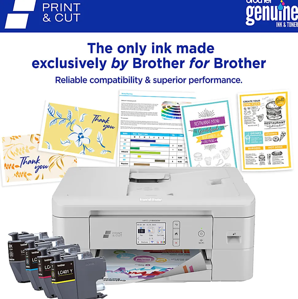 Brother Print & Cut MFC-J1800DW Wireless Inkjet Color All-in-One Printer With Automatic Paper Cutter And Refresh EZ Print Eligibility