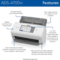 Brother Professional Wireless Desktop Scanner, ADS-4700W