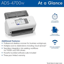 Brother Professional Wireless Desktop Scanner, ADS-4700W