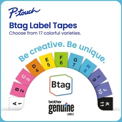 Brother P-touch Btag Black on Pink Label Tape (BTAGP31), ~1/2 in x 13.1 ft (12 mm x 4 m)