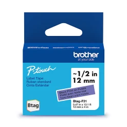 Brother P-touch Btag Black on Purple Label Tape (BTAGF31), ~1/2 in x 13.1 ft (12 mm x 4 m)