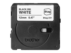 Brother P-touch Btag Black on White Label Tape (BTAG231), ~1/2 in x 13.1 ft (12 mm x 4 m)