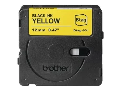 Brother P-touch Btag Black on Yellow Label Tape (BTAG631), ~1/2 in x 13.1 ft (12 mm x 4 m)