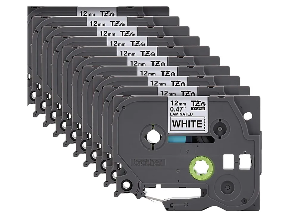 Brother P-Touch Label Maker Tape, Black/White, Pack Of 10 Rolls