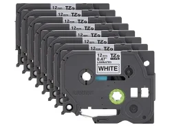 Brother P-Touch Label Maker Tape, Black/White, Pack Of 8 Rolls