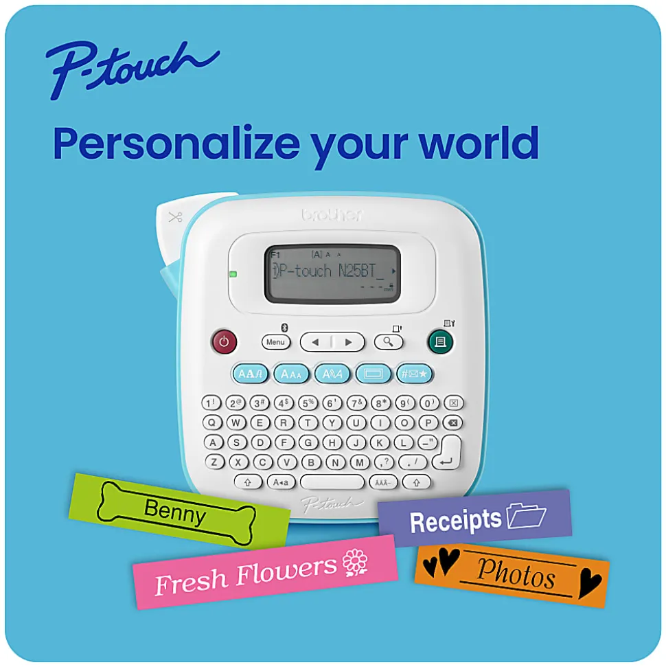 Brother P-touch Personal Connected Label Maker (PT-N25BT), Prints on P-touch Btag ~½” (12mm) Label Tapes