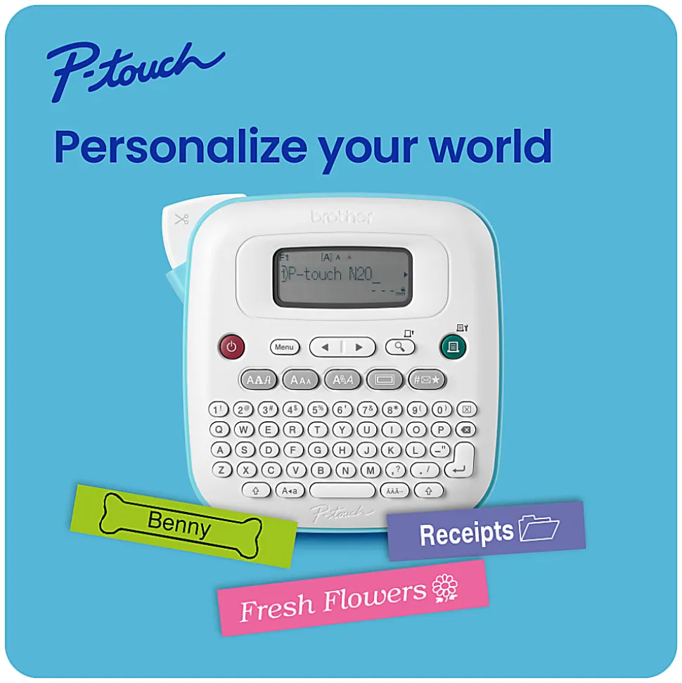 Brother P-touch Personal Desktop Label Maker (PT-N20), Prints on P-touch Btag ~½” (12mm) Label Tapes