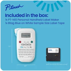 Brother P-touch Personal Handheld Label Maker (PT-N10), Prints on P-touch Btag ~½” (12mm) Label Tapes