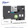 Brother P-touch TZeFX251G, Flexible ID Laminated, ~1in x 26.2ft (24mm x 8m), Black on White Label Tape
