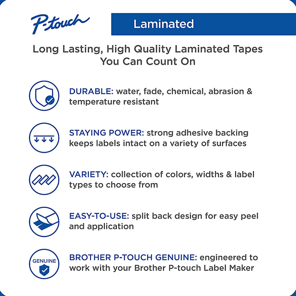 Brother P-Touch TZe-231 Label Tape, 1/2" x 26-1/4', White/Black, Pack Of 4 Rolls