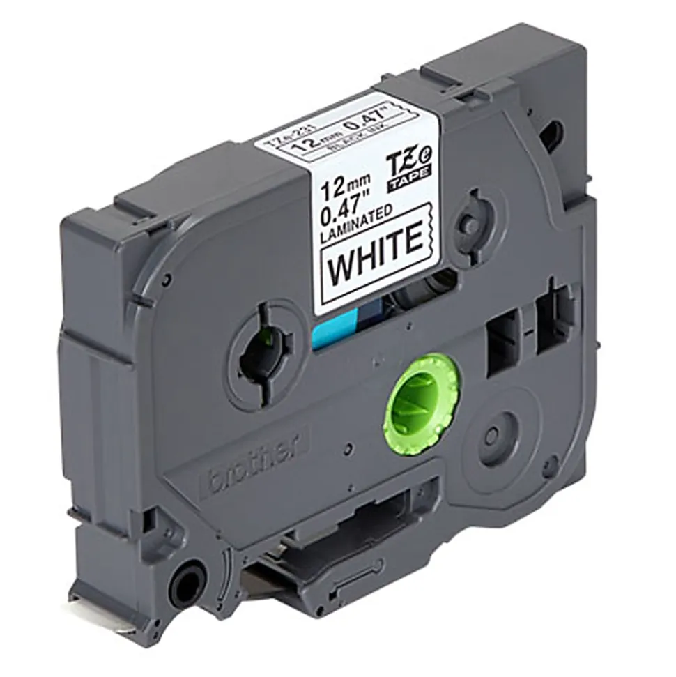 Brother P-Touch TZe-231 Label Tape, 1/2" x 26-1/4', White/Black, Pack Of 4 Rolls