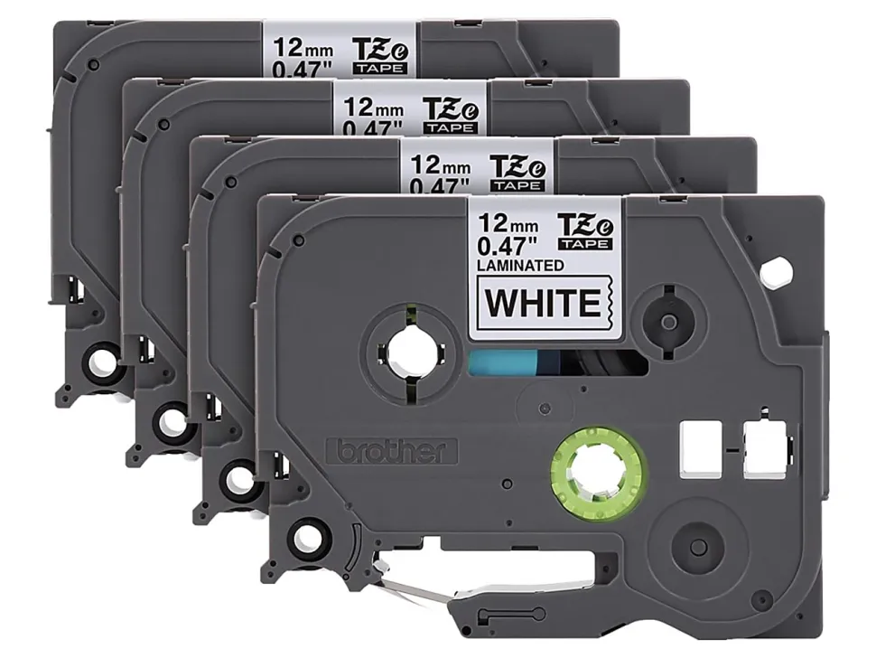 Brother P-Touch TZe-231 Label Tape, 1/2" x 26-1/4', White/Black, Pack Of 4 Rolls
