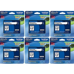 Brother P-Touch TZe-231 Label Tape, 1/2" x 26-1/4', White/Black, Pack Of 6 Rolls