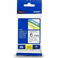 Brother P-touch TZe211 Laminated Label Tape, 1/4