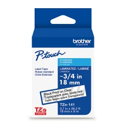 Brother P-Touch TZe355, Laminated, ~1in x 26.2ft (24mm x 8m), White on Black Label Tape