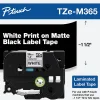 Brother P-Touch TZe-M365 Label Tape, 1-7/16" x 26-1/4', Matte Black/White