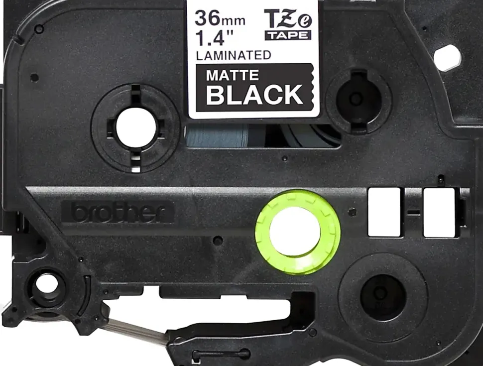 Brother P-Touch TZe-M365 Label Tape, 1-7/16" x 26-1/4', Matte Black/White