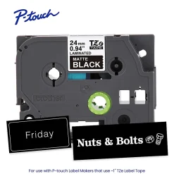 Brother P-touch TZeM355 Premium Matte Laminated Label Tape, 1