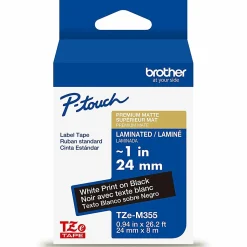 Brother P-touch TZeM355 Premium Matte Laminated Label Tape, 1