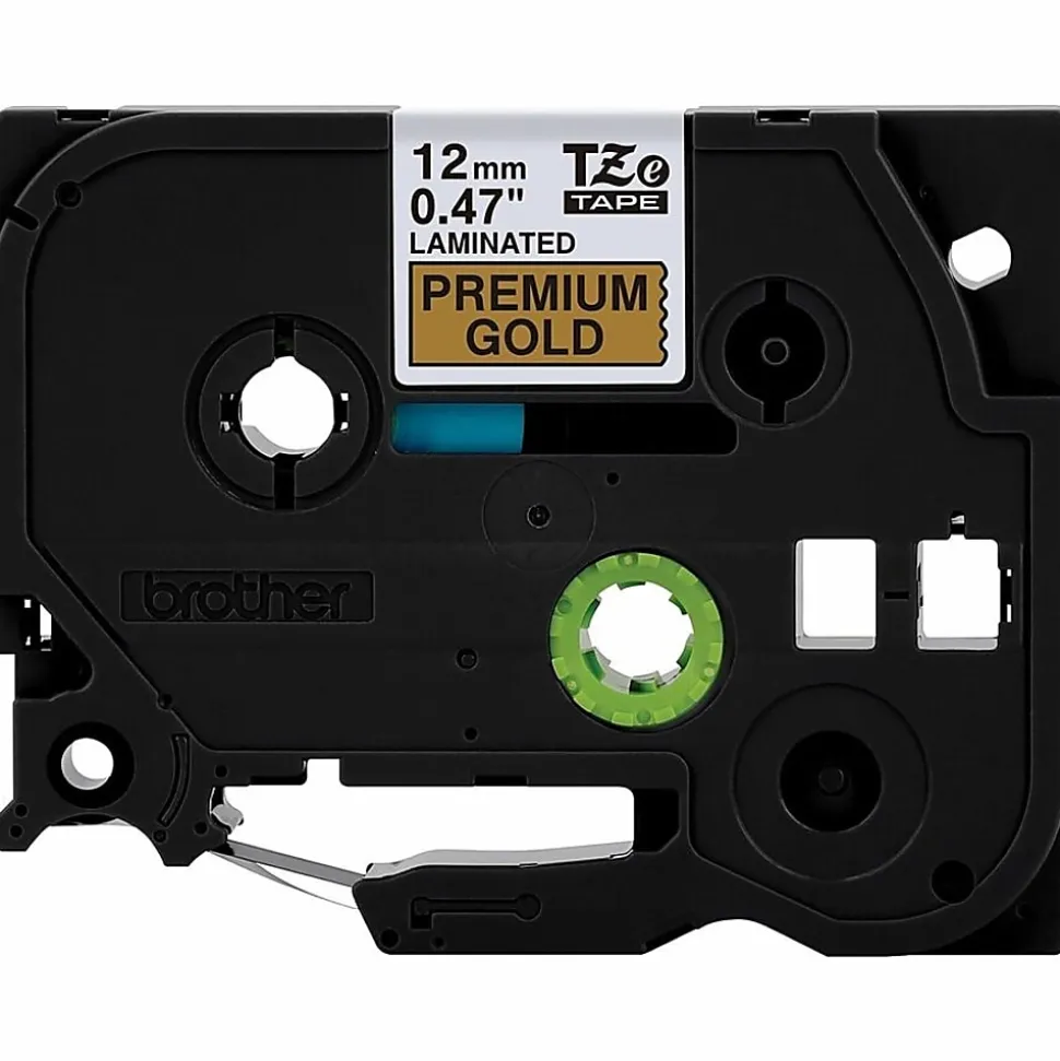 Brother P-touch TZePR831 Premium Glitter Laminated Label Tape, ~1/2" x 26.2 ft (12mm x 8m), Black on Gold