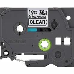 Brother P-Touch TZeS131, Strong Adhesive Laminated, ~1/2in x 26.2ft (12mm x 8m), Black on Clear Label Tape
