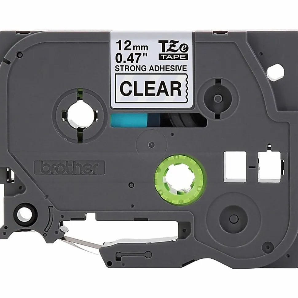 Brother P-Touch TZeS131, Strong Adhesive Laminated, ~1/2in x 26.2ft (12mm x 8m), Black on Clear Label Tape
