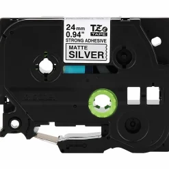 Brother P-Touch TzeS951, Strong Adhesive Laminated, ~1in x 26.2ft (24mm x 8m), Black on Matte Silver Label Tape