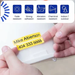 Brother P-Touch TZeS135, Strong Adhesive Laminated, ~1/2in x 26.2ft (12mm x 8m), White on Clear Label Tape