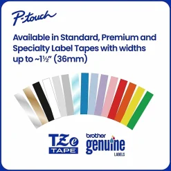Brother P-Touch TZeS135, Strong Adhesive Laminated, ~1/2in x 26.2ft (12mm x 8m), White on Clear Label Tape