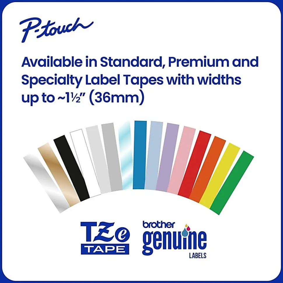Brother P-Touch TZeS135, Strong Adhesive Laminated, ~1/2in x 26.2ft (12mm x 8m), White on Clear Label Tape