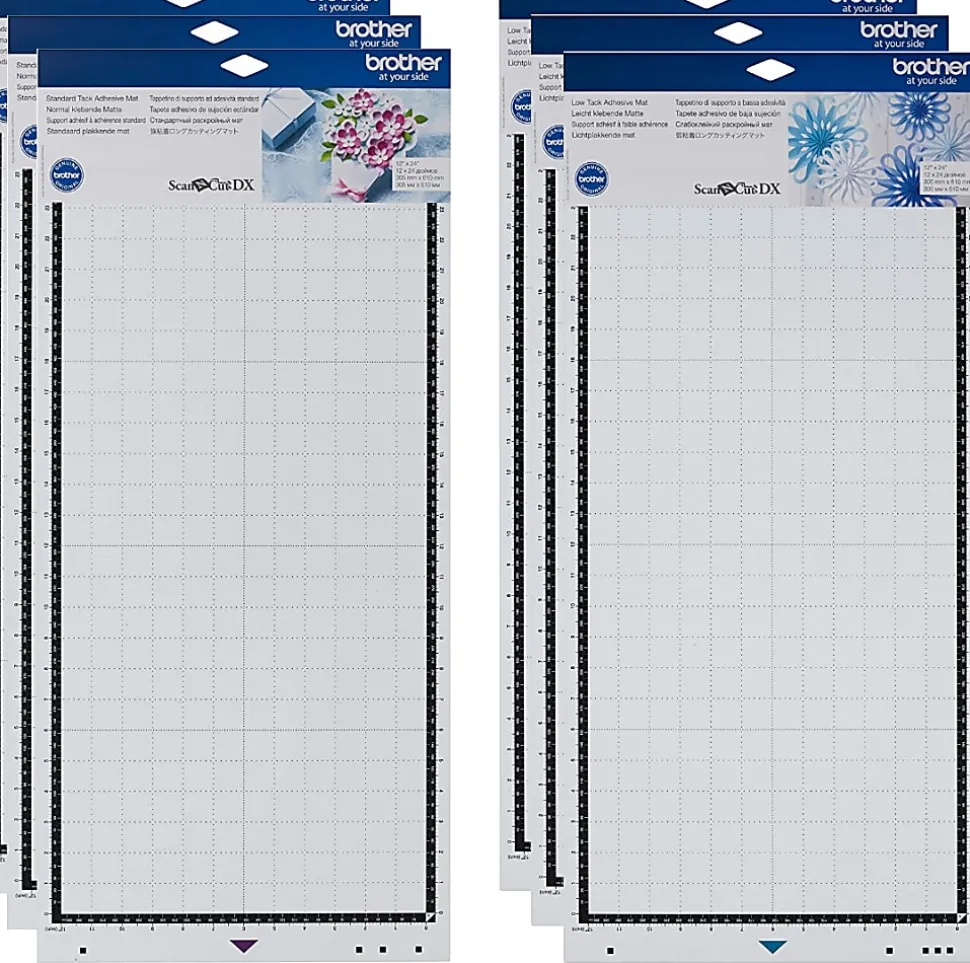 Brother® ScanNCut DX Large Standard/Low-Tack Adhesive Mats, 12" x 24", Set Of 6 Mats