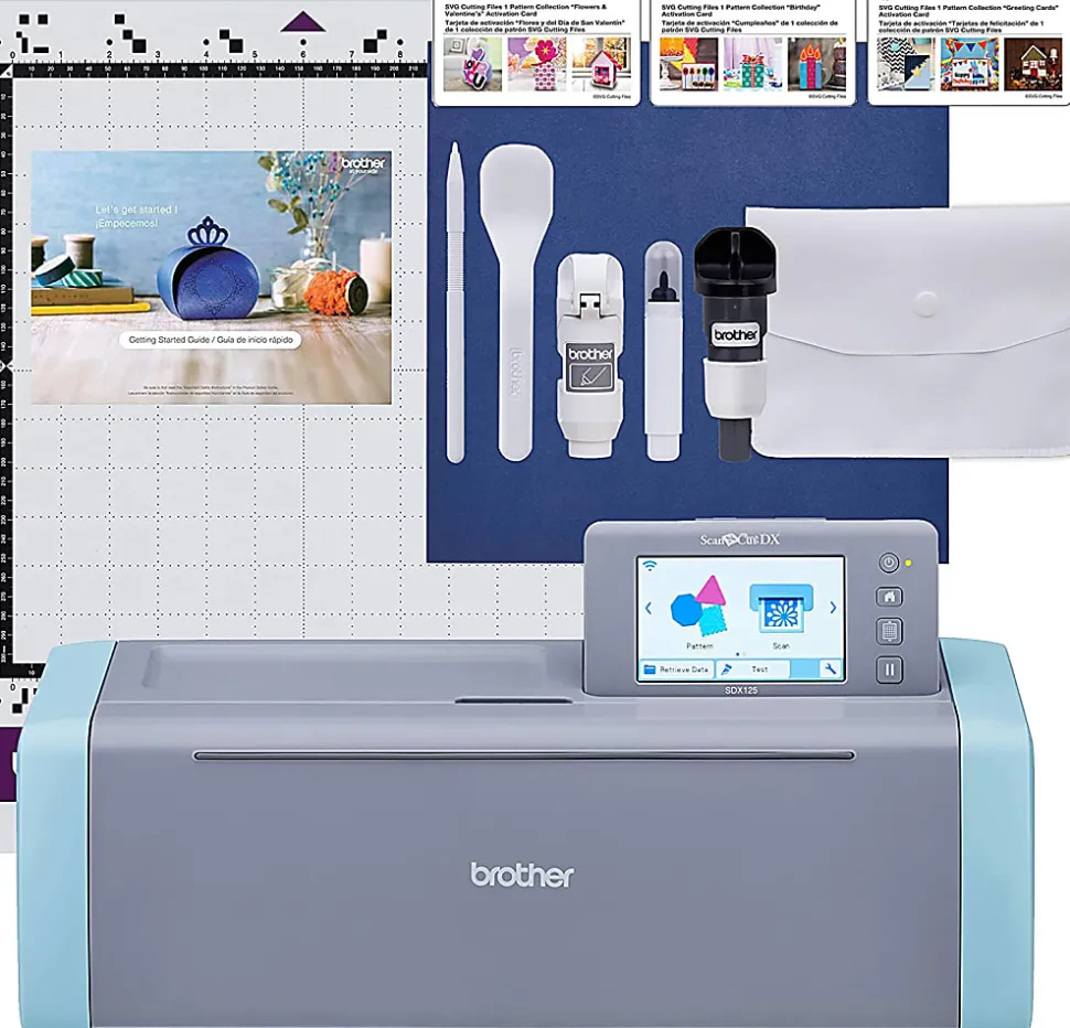 Brother® ScanNCut SDX125e 9-Piece DIY Cutting Machine Set With Scanner, Blue/Gray