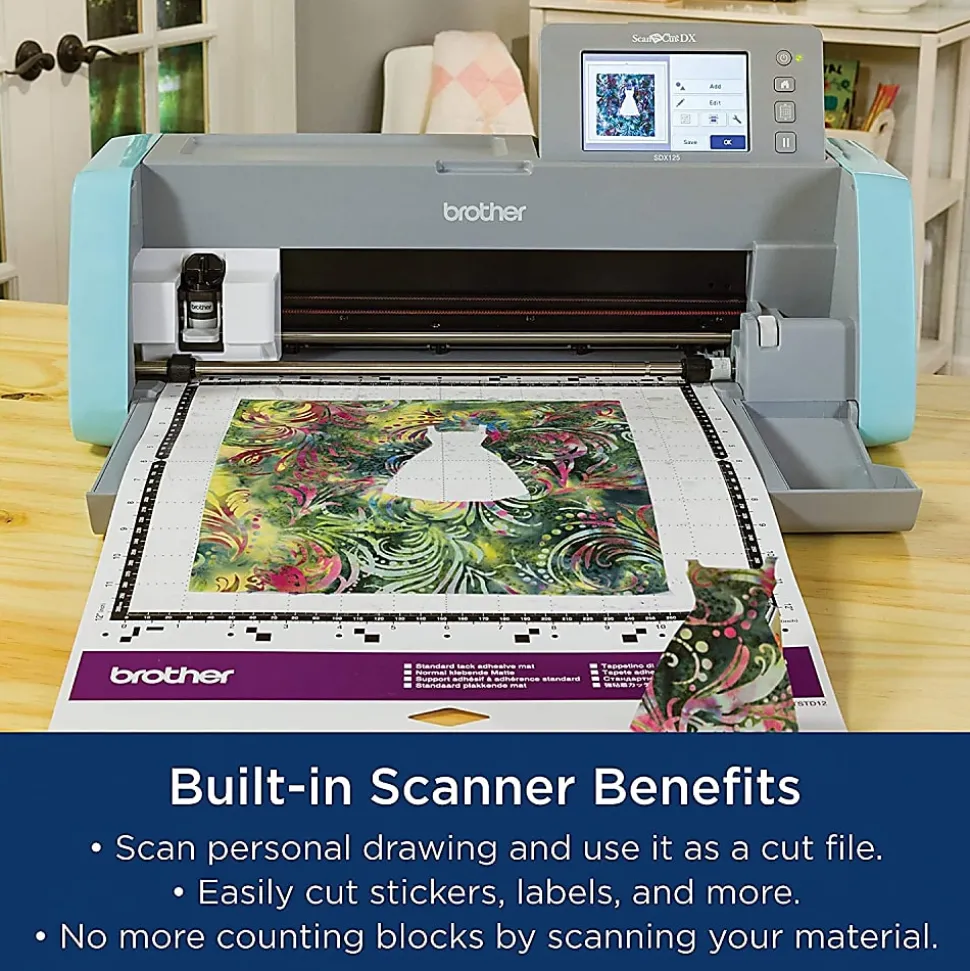 Brother® ScanNCut SDX125e 9-Piece DIY Cutting Machine Set With Scanner, Blue/Gray