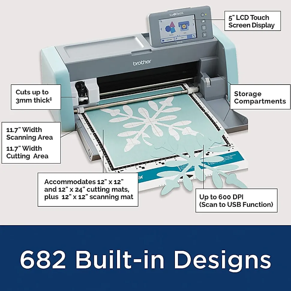 Brother® ScanNCut SDX125e 9-Piece DIY Cutting Machine Set With Scanner, Blue/Gray